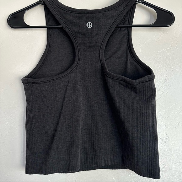 Lululemon Ebb to Street Ribbed Cropped Racerback Tank Top Charcoal Grey Size 6 - Picture 6 of 13